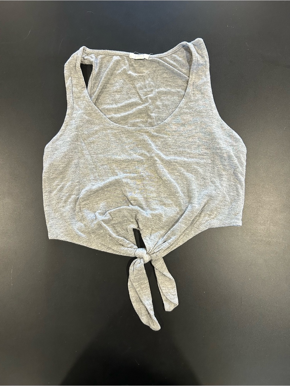 Women’s Gray Tie-Front Cropped Tank Top